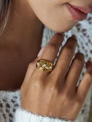 Pearl Embellished Golden Ring