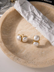 Double Pearl Stud Earrings