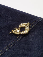 Off-Shoulder Ruffle Collar Denim Top