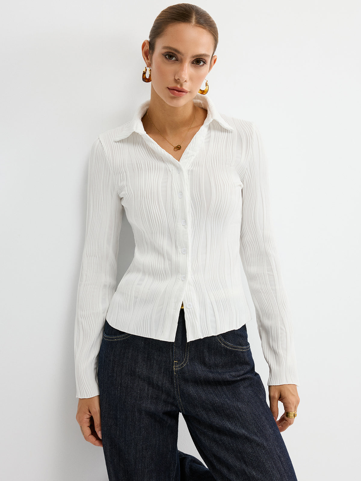 Textured Button-Down Shirt