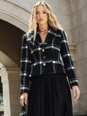 Plaid Wool Blend Blazer