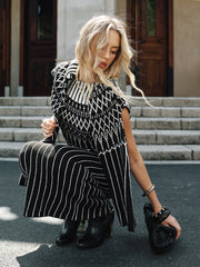 Fair Isle Pattern Sleeveless Maxi Dress