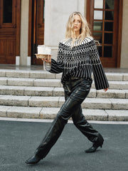 Fair Isle Pattern Bell Sleeve Sweater