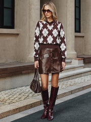 Decor Pocket Faux Leather Mini Skirt