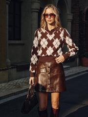 Argyle Pattern Collared Sweater