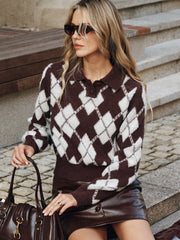 Argyle Pattern Collared Sweater