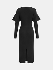 Ruffle Detail Long Sleeve Maxi Dress