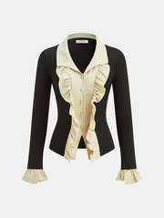 Ruffled Collared Button Front Blouse