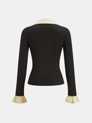 Ruffled Collared Button Front Blouse