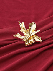 Metal Detail Mock Neck Long Sleeve Maxi Dress