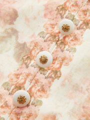 Leg-Of-Mutton Sleeve Floral Print Belted Maxi Dress