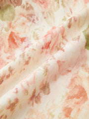 Leg-Of-Mutton Sleeve Floral Print Belted Maxi Dress