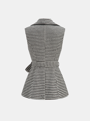 Houndstooth Tweed Belted Vest