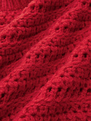 Fringe Hem Crochet Knit Sweater