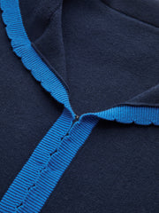 Contrast Trim Scallop Collar Cardigan