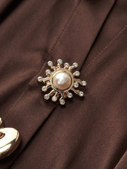 Satin Collar Metal Button Bodysuit