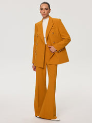 Double-Breasted Metal Button Blazer