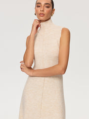 Knit Coat and Turtleneck Sleeveless Dress Two-Piece Set