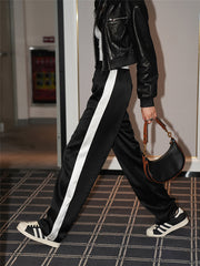 Side Striped High-Waisted Satin Sweatpants