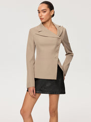 Asymmetric Button-Front Blazer