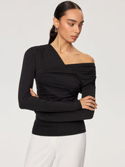 Off-Shoulder Ruched T-Shirt