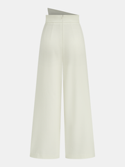Asymmetric Button Mid-Waist Wide-Leg Pants