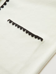 Contrast Scalloped Trim Knit Cardigan