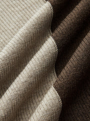 Two-Tone Turtleneck Ribbed Knit Top