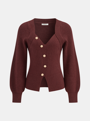 Asymmetrical Decor Button Sweater