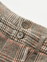 Belted Plaid High-Waisted Pants