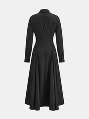 Pleated Button Front Shirt Dress