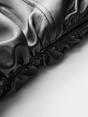 PU Leather Panel Long Sleeve Knit Dress