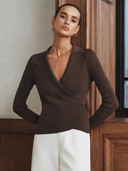 Ribbed Knit Collared Top