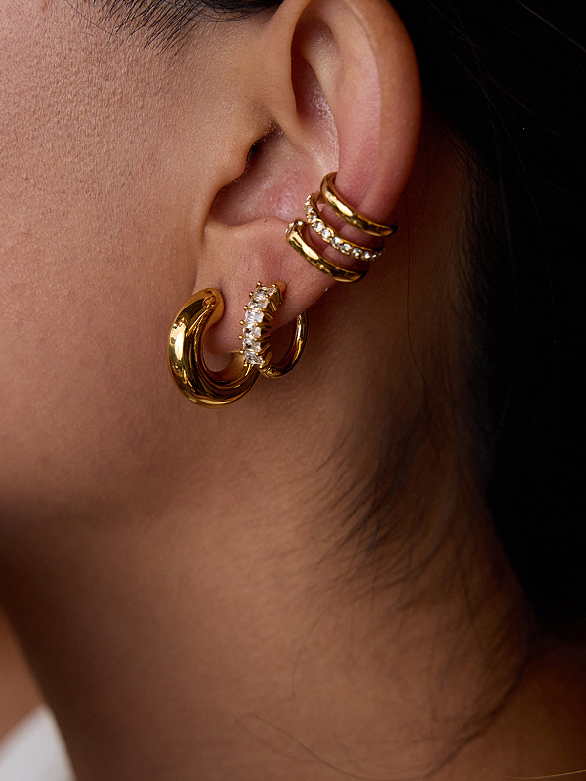 Crystal Detail Snake-Shaped Clip Earrings
