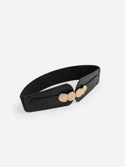 Gold Medallion Accent Elastic Wide Waist Belt