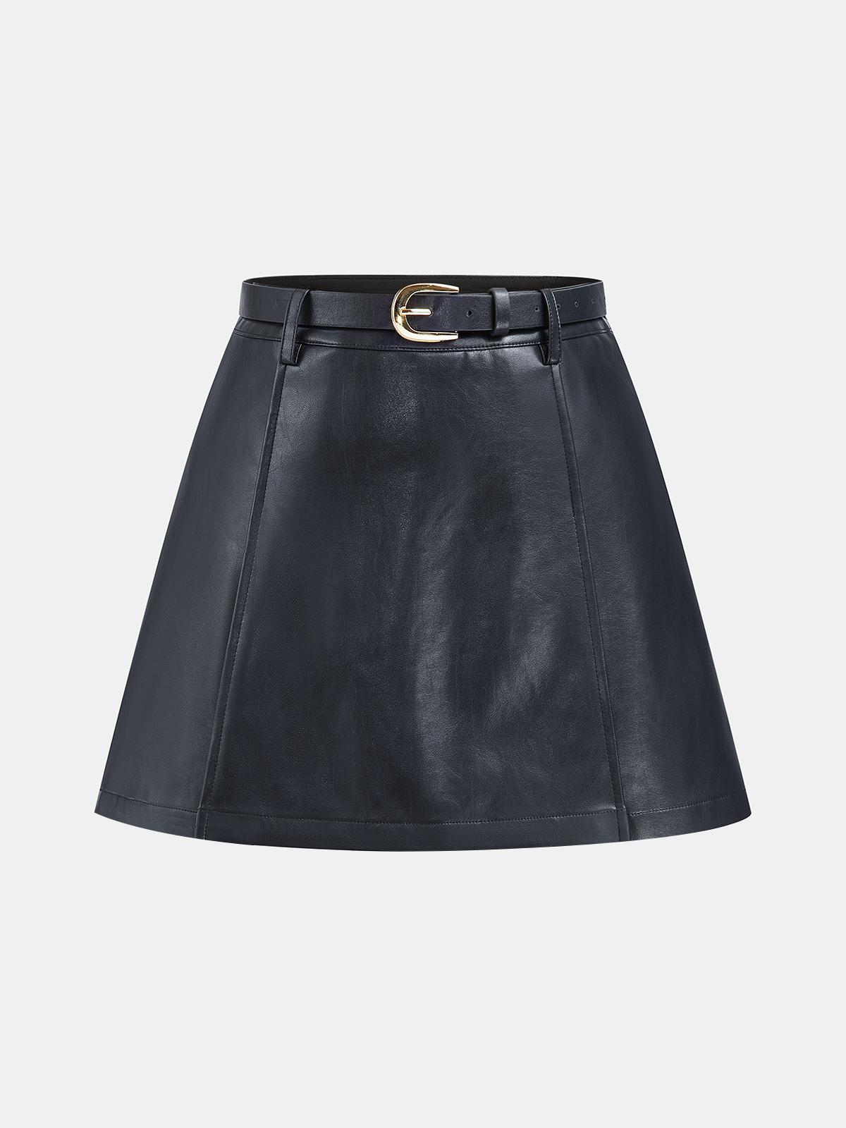 Belted Faux Leather Mini Skirt