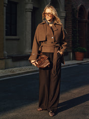 Belted Double-Breasted Tweed Coat