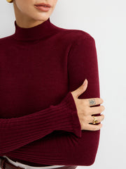 Slim Fit Mock Neck Ribbed Knit Top