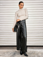 Mock Neck Seamed Sweater