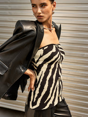 Zebra Print Strapless Sweater Vest