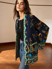 Paisley Print Belted Cardigan