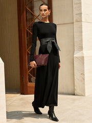 Long Sleeve Maxi Dress with Wide Belt