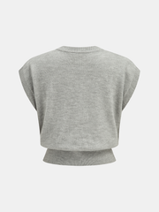 Floral Applique Cap Sleeve Knit Vest