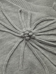 Floral Applique Cap Sleeve Knit Vest