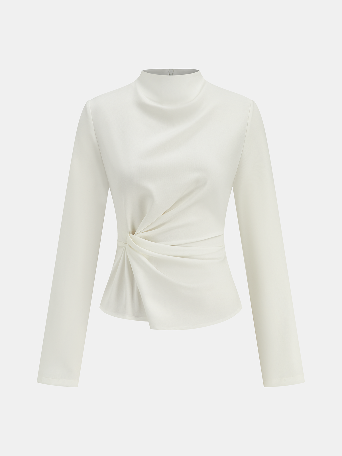 Long-Sleeve Twist Mock Neck Top