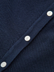 Asymmetric Lapel Button Front Knit Top