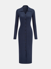 Collared Button Front Longline Knit Cardigan