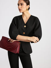 V-Neck Batwing Sleeve Blouse