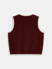 Curved Contrast Trim Chenille Blend Vest