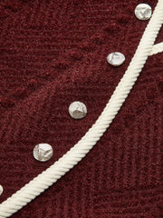 Curved Contrast Trim Chenille Blend Vest